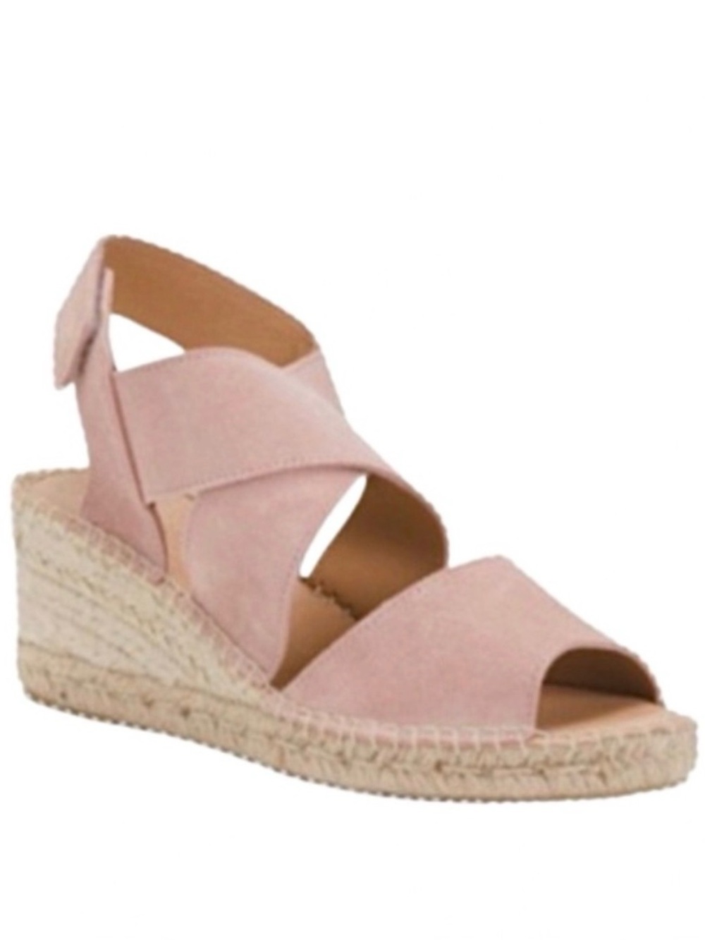 NWT! Jutelia pale pink suede wedge heel espadrilles size 39